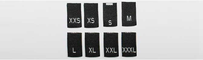 Polyester recyclé noir - étiquettes de taille tissées XXS à XXXL